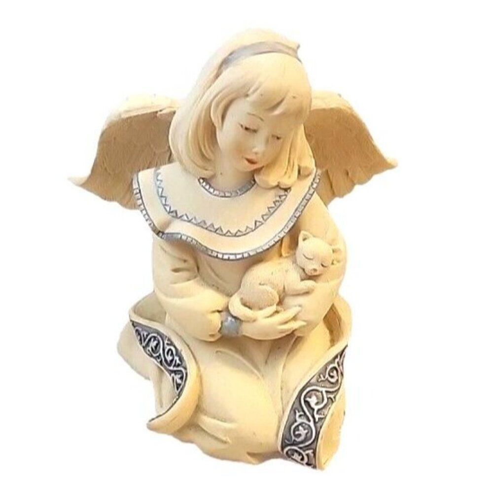 Sarahs Angels Figurine Shelbi Angel Holding Kitten 30869 4.5" Tall 2002